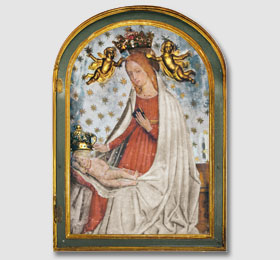 Immagine miracolosa della Beata Vergine Maria di San Giovanni venerata nel Santuario di Sommariva del Bosco,affreschi della Madonna nel cuneese,affreschi della Madonna a Cuneo,affreschi Madonna Piemonte